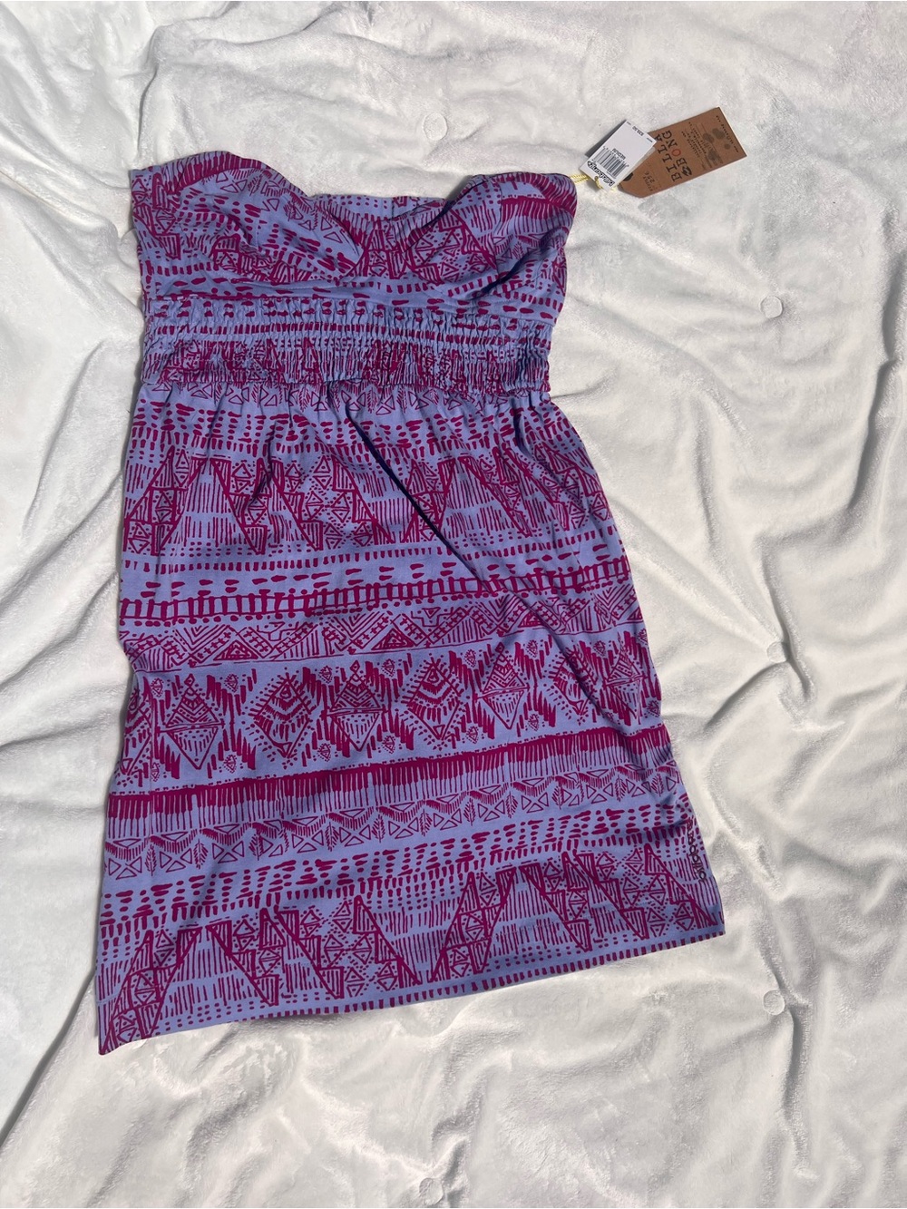 Billabong Strapless Purple Patterned Summer Dress-BOHO